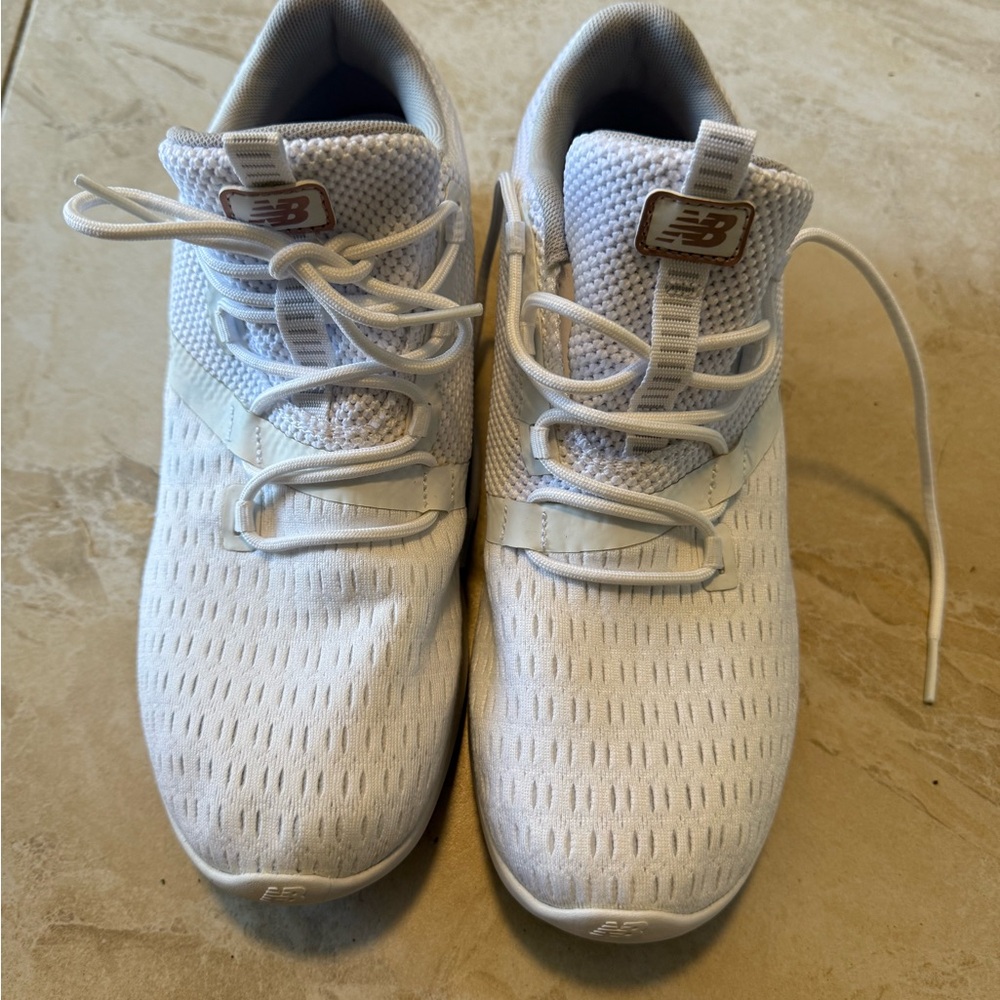 New Balance All-White Mesh Athletic Sneakers